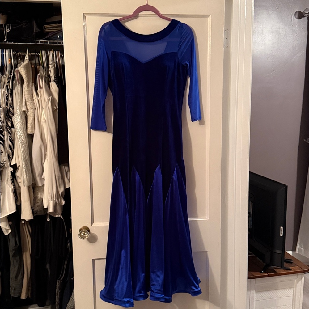 Vibrant Blue Velvet Ballroom Dress